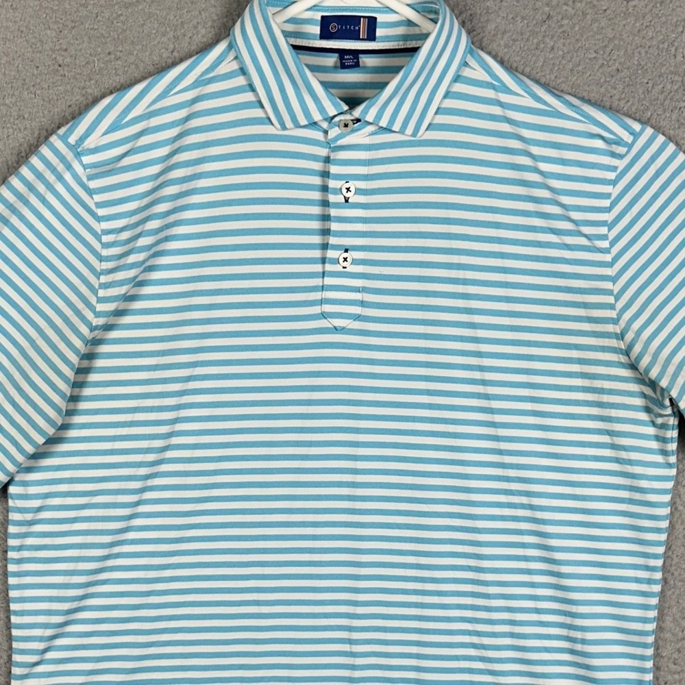 Stitch Golf Polo Shirt Mens Medium-Large Light Blue Striped Performance Rugby